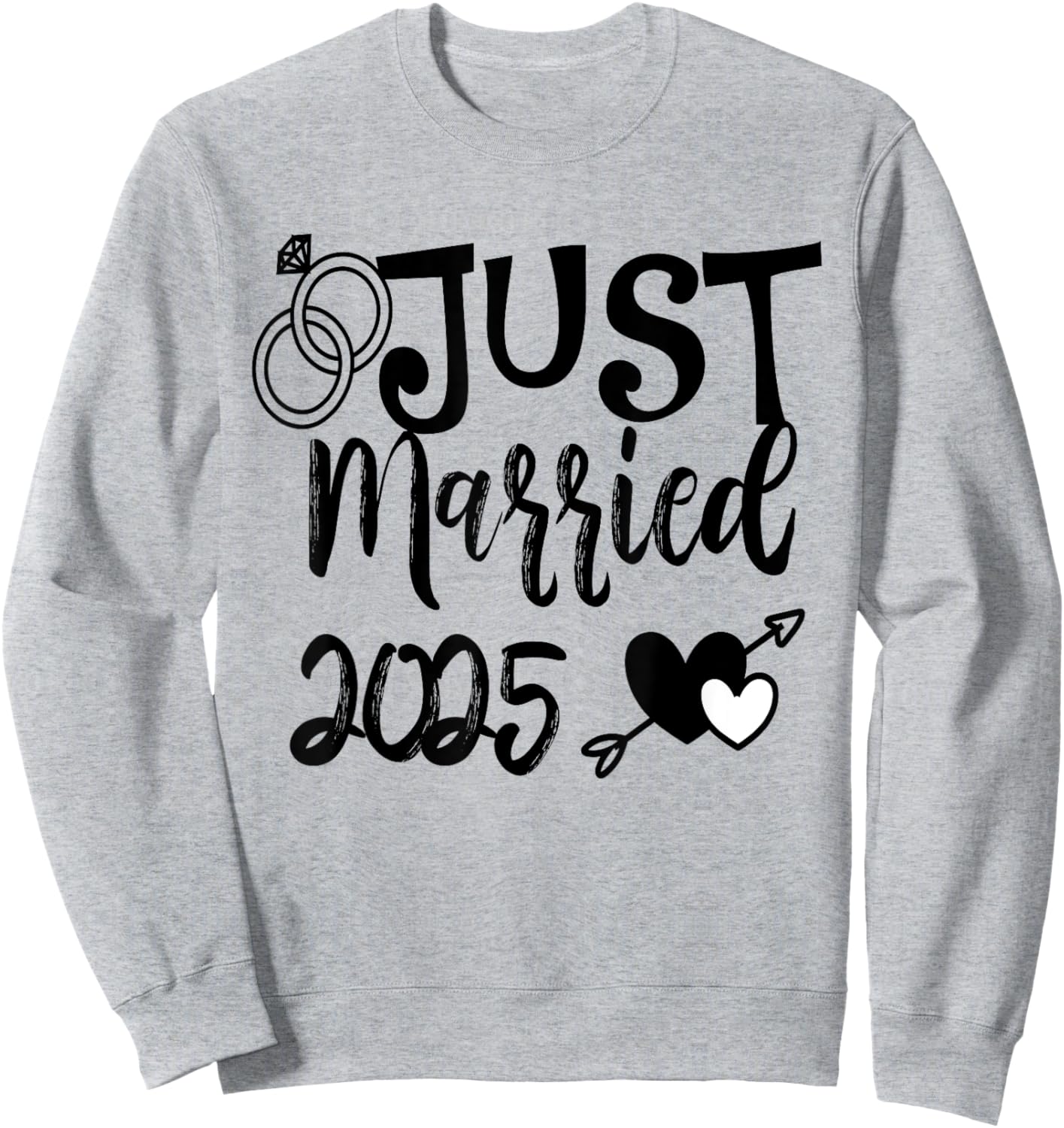 Just Married 2025 Cute Newlywed Wedding Rings & Hearts 2025 Sweatshirt - Sweatshirt | Ash
