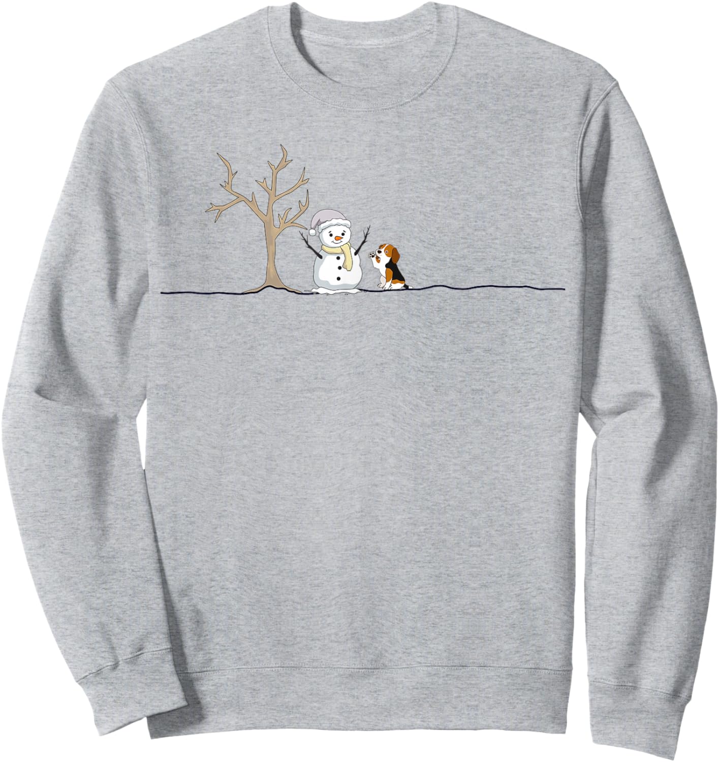 Funny Beagle Dog Christmas Snowman Xmas Lights Pajama Sweatshirt - Sweatshirt | Ash