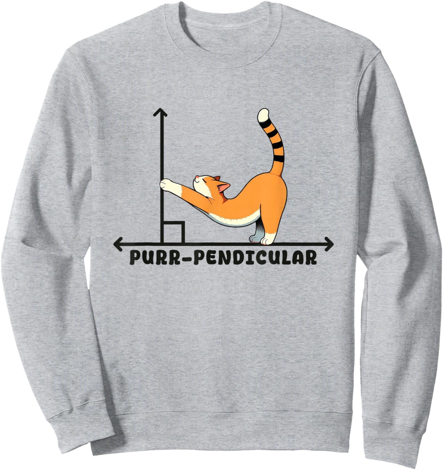 Cute Math Cat Lover Purr-Pendicular Kitten Math Pun Geometry Sweatshirt - Sweatshirt | Ash