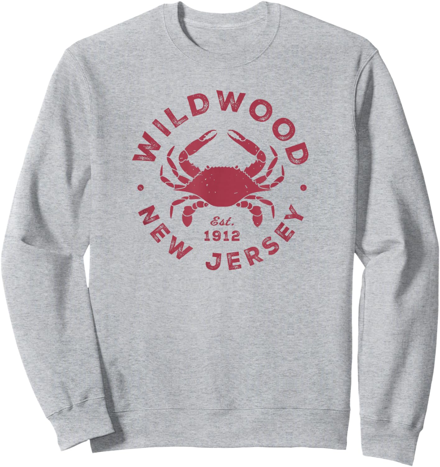 Vintage Wildwood New Jersey Atlantic Crab Beach Souvenir Sweatshirt - Sweatshirt | Ash