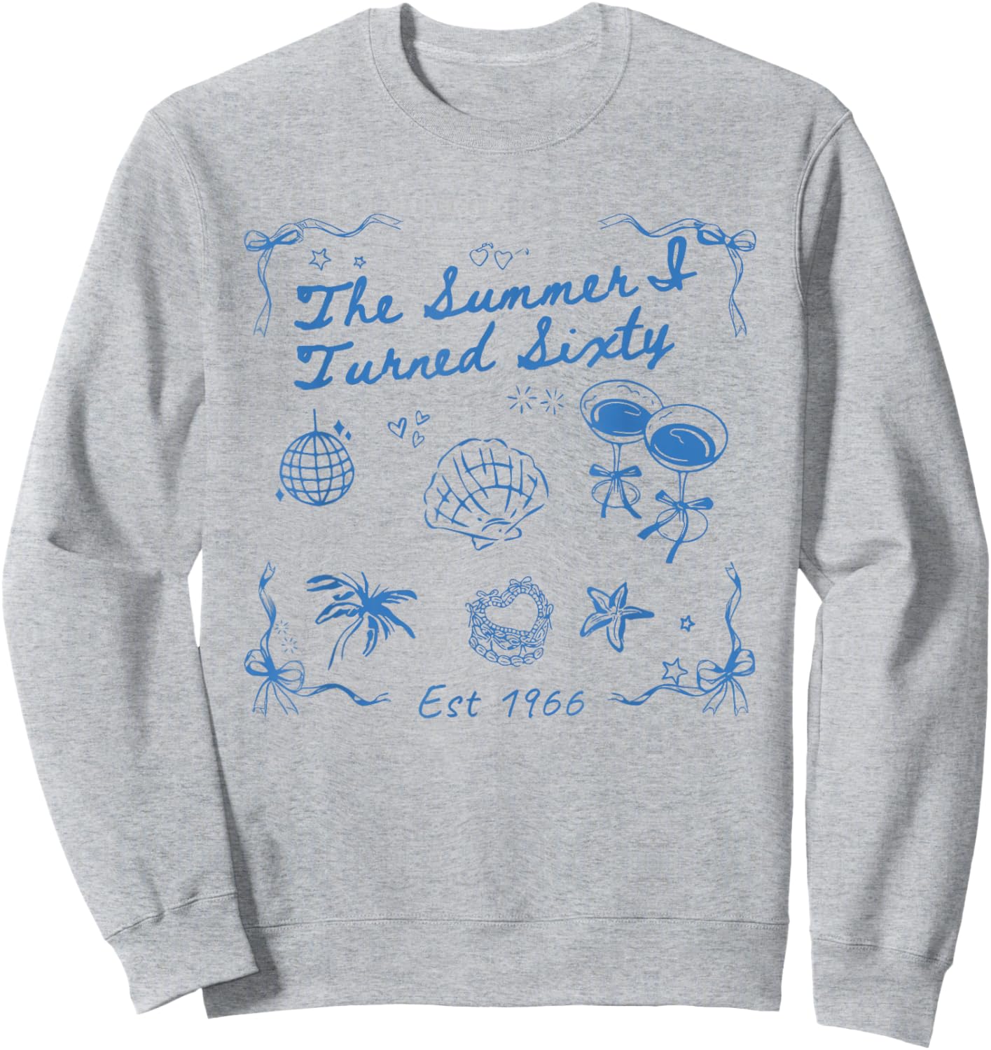 Summer I Turned Sixty 60th Birthday Seashell Coastal Beach Sweatshirt - Sweatshirt | Ash