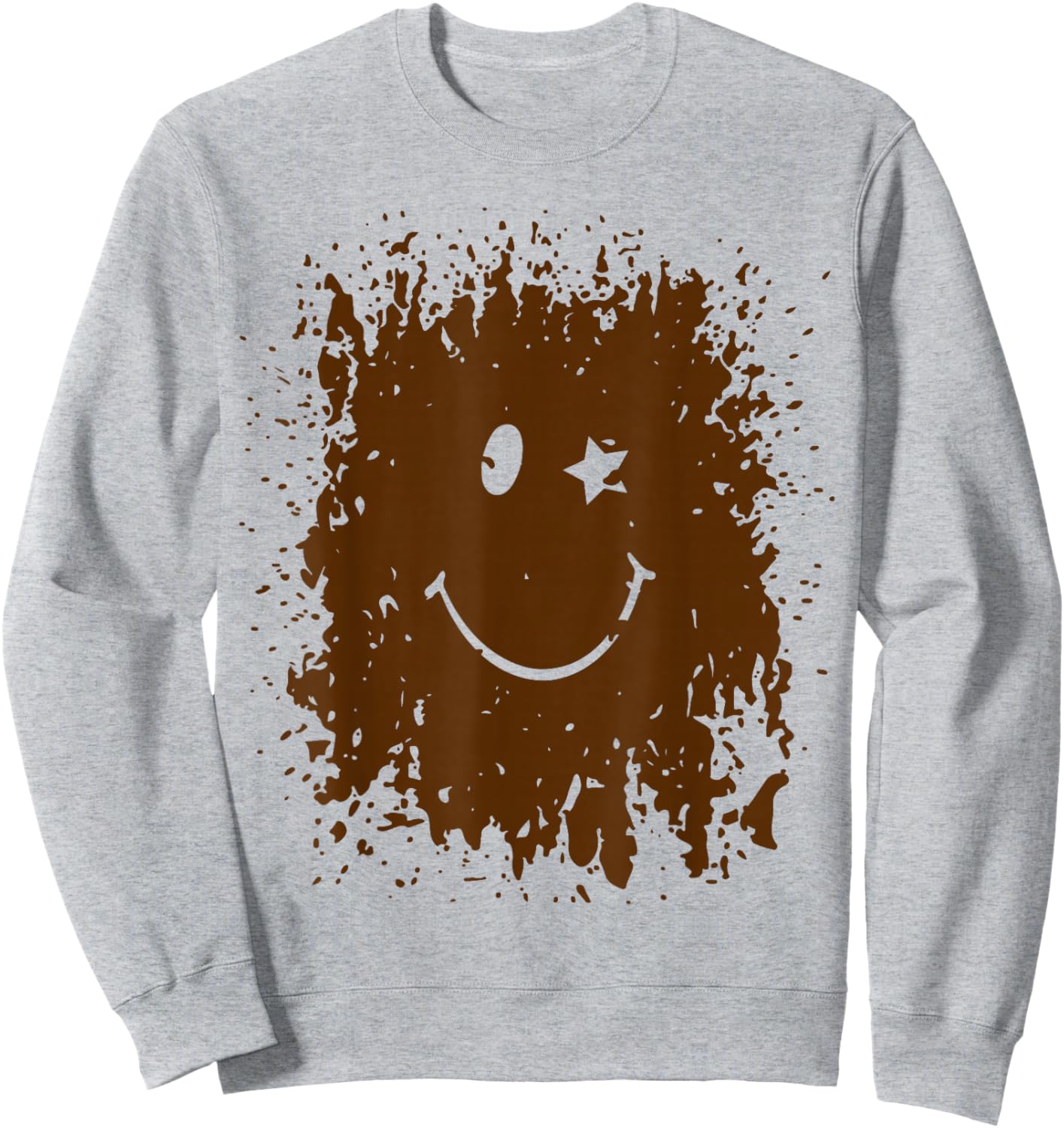 Funny Splash Mud Splatter Happy Smile Face Run Forest Gump Sweatshirt - Sweatshirt | Ash