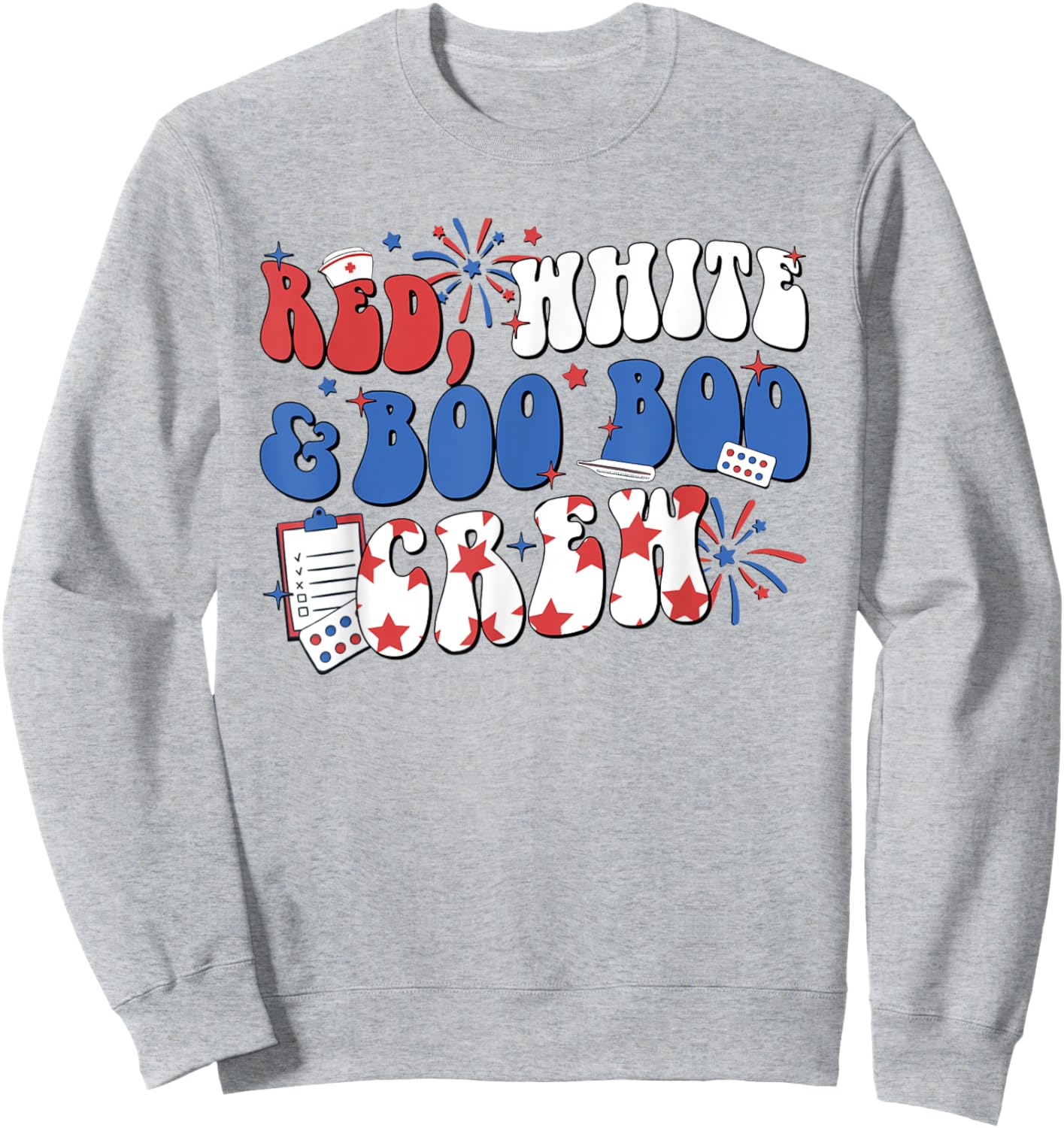 Retro Red White Boo Boo Crew 4th Of July Nurse Otho Tech Men Sweatshirt - Sweatshirt | Ash