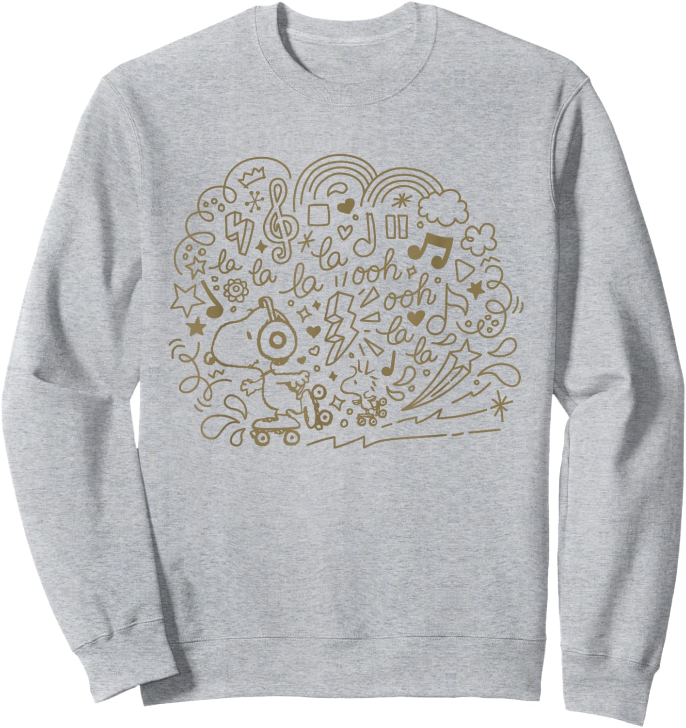 Peanuts Snoopy Skating And Listening To Music Sweatshirt - Sweatshirt | Ash