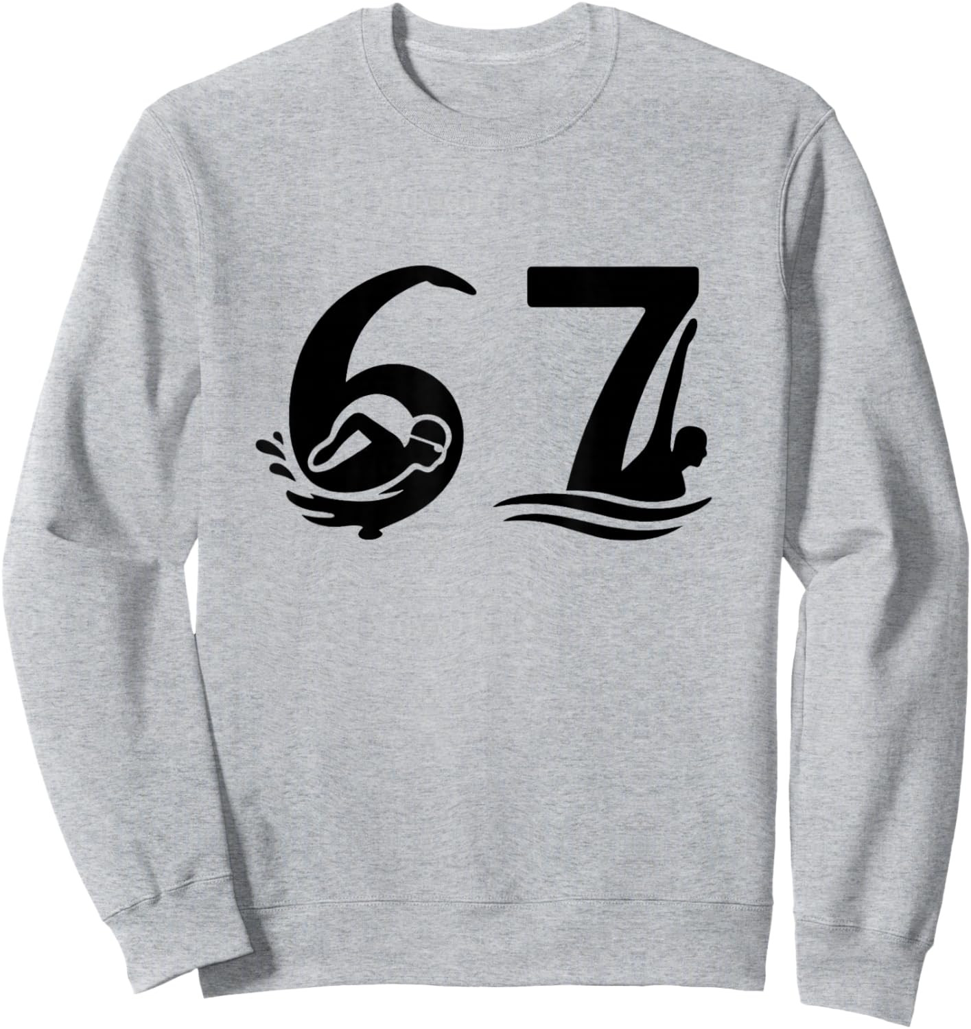 Fun 6 7 Swimmer Graphic Six Seven Swimming Swim Team Sweatshirt - Sweatshirt | Ash