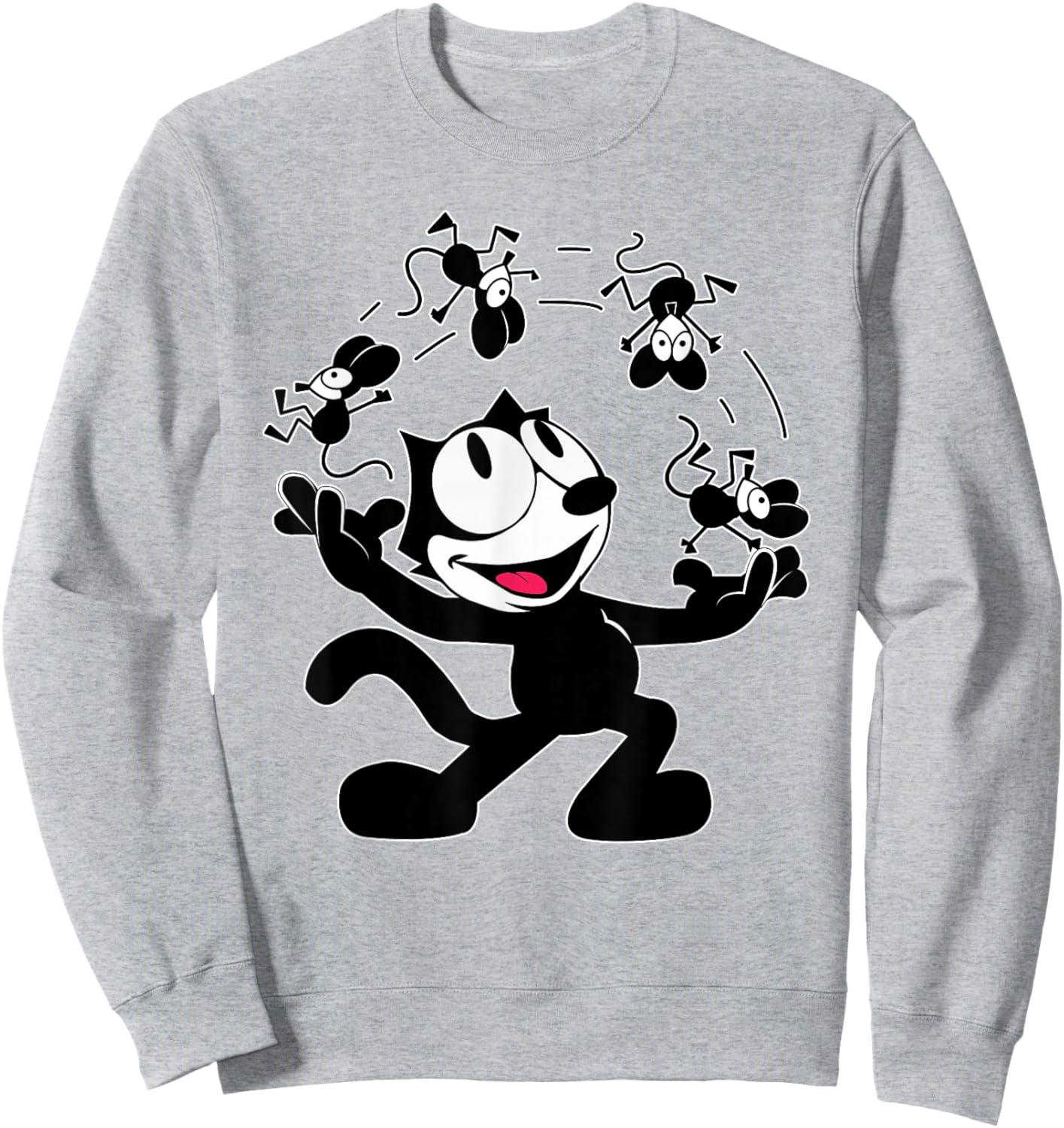 Felix Cat Juggling Mice Vintage Cartoon Retro Graphic Fun Sweatshirt - Sweatshirt | Ash