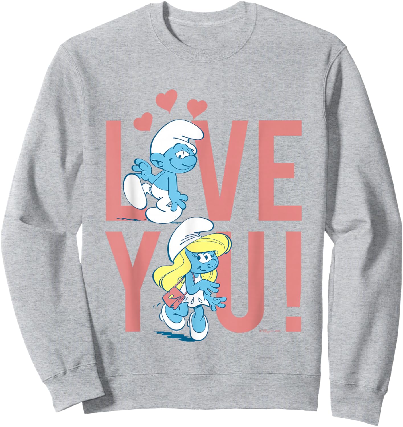 The Smurfs Valentine's Day Love You! Smurfs In Love Big Logo Sweatshirt - Sweatshirt | Ash