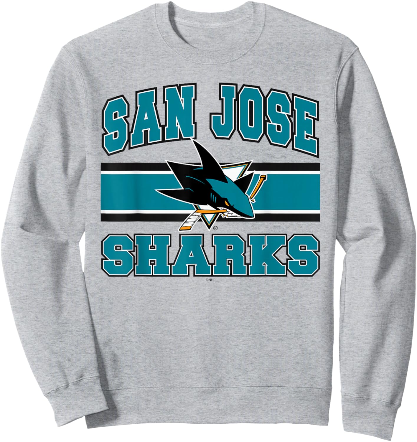 San Jose Sharks Stripe Gray Officially Licensed Sweatshirt - Sweatshirt | Ash
