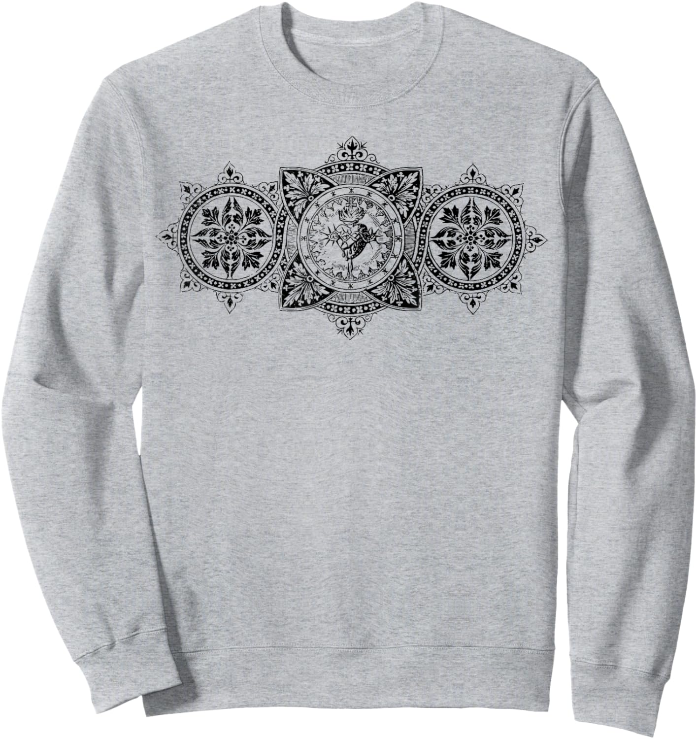 Vintage Sacred Heart of Jesus Symbol Traditional Catholic Sweatshirt - Sweatshirt | Ash