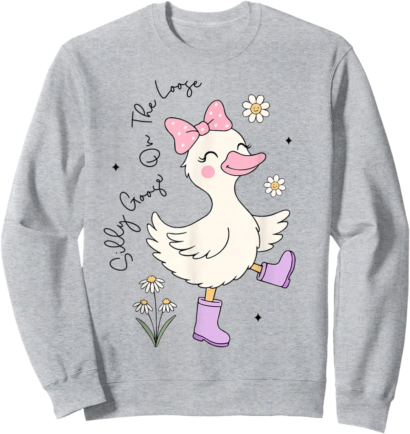 Funny Silly Goose On The Loose Silly Goose Girl Kids Sweatshirt - Sweatshirt | Ash