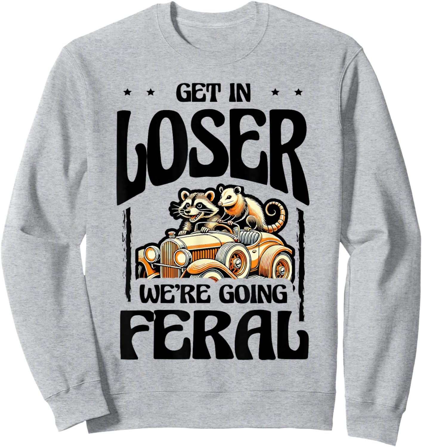 Feral Raccoon Girl Vintage Meme Summer Day Halloween Sweatshirt - Sweatshirt | Ash