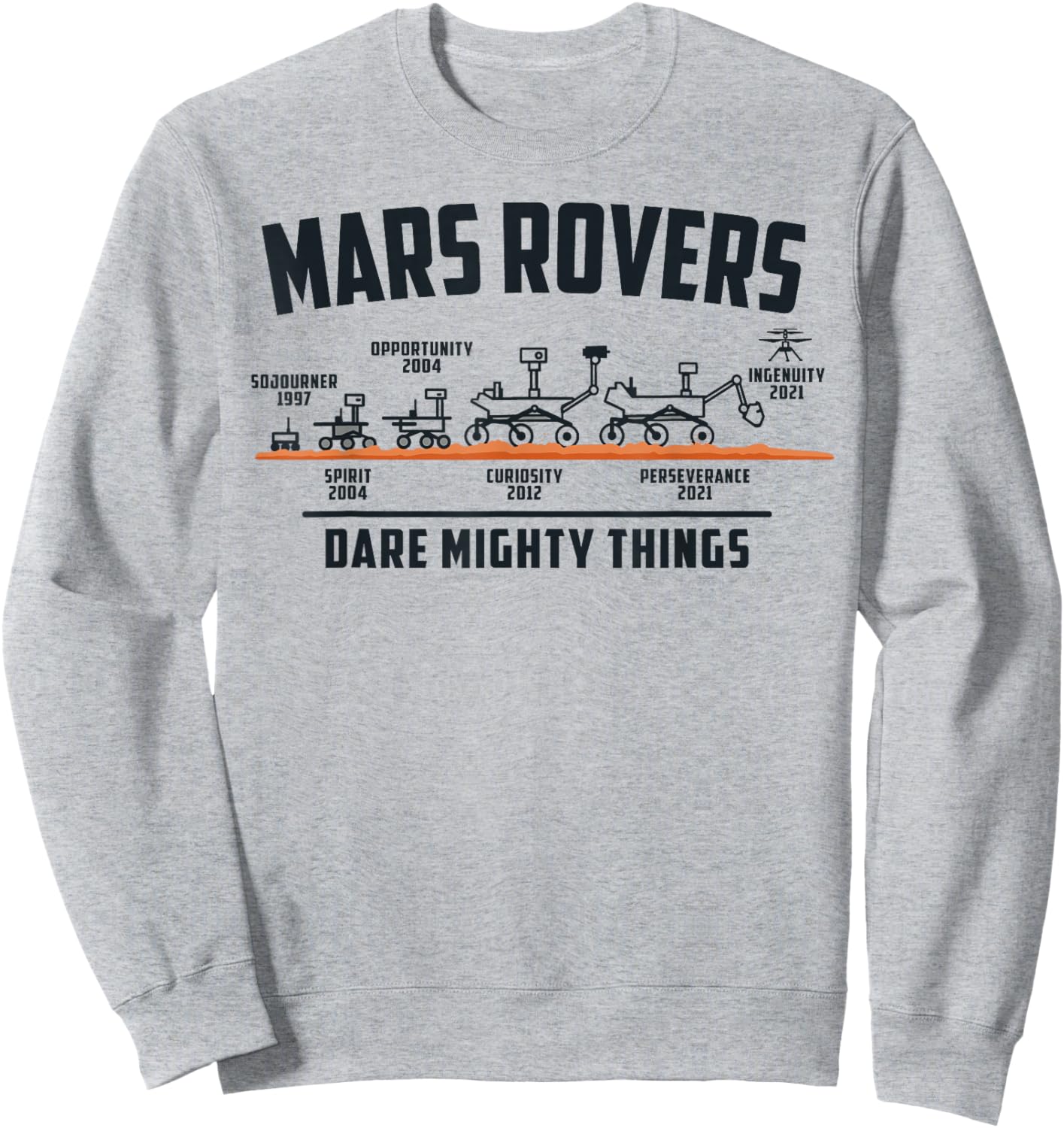 Mars Rovers Evolution Timeline – Rover Space Exploration Sweatshirt - Sweatshirt | Ash