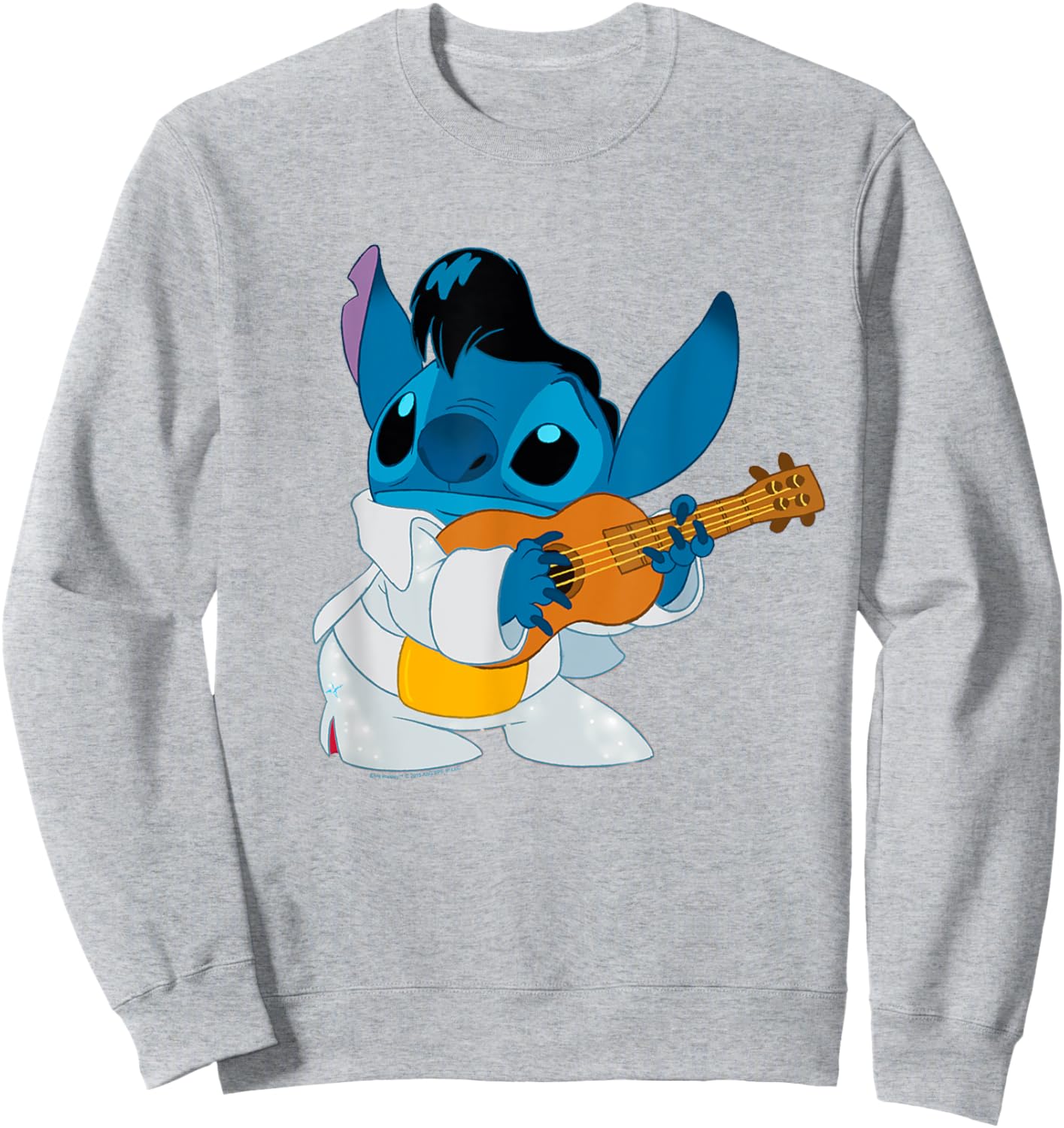 Disney Lilo & Stitch Iconic Elvis Stitch Ready To Play Logo Sweatshirt - Sweatshirt | Ash
