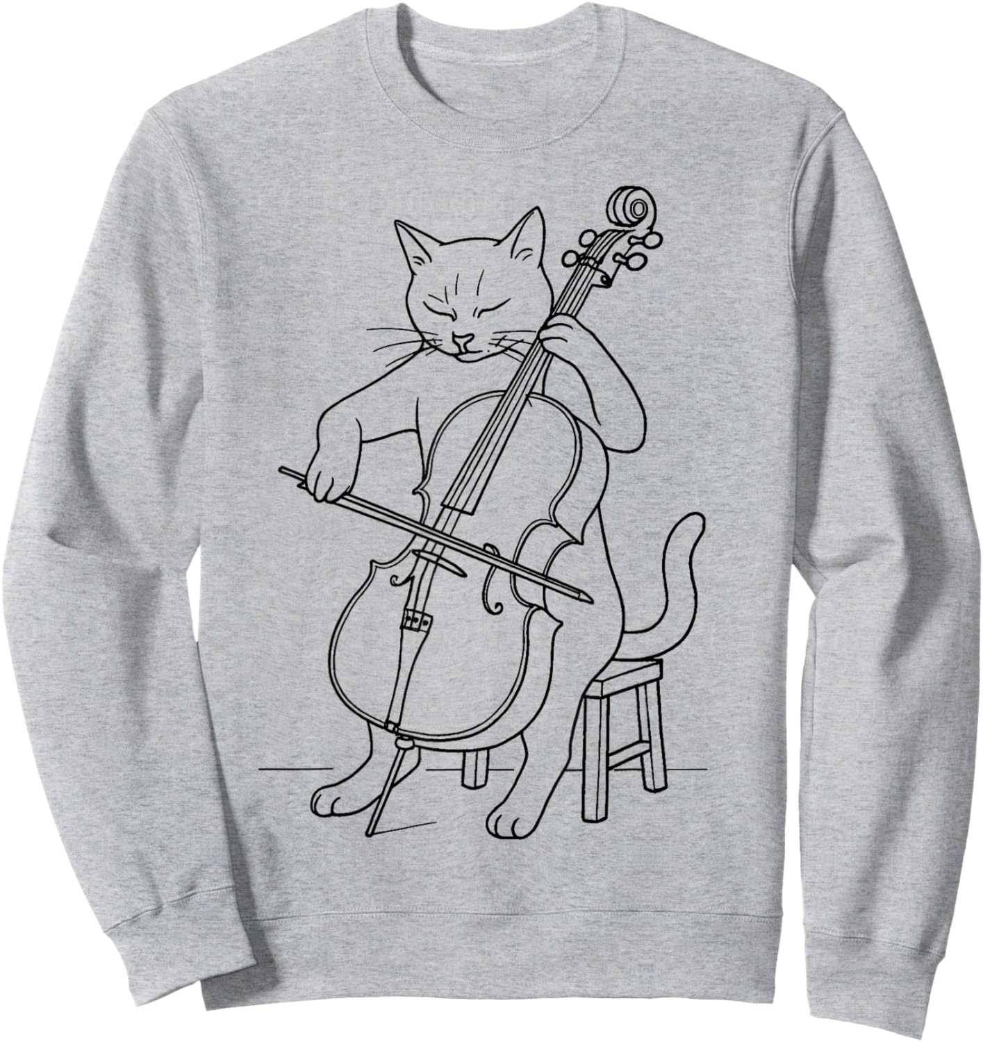 Funny Cat Playing Cello Musician Music Musical Instrument Sweatshirt - Sweatshirt | Ash