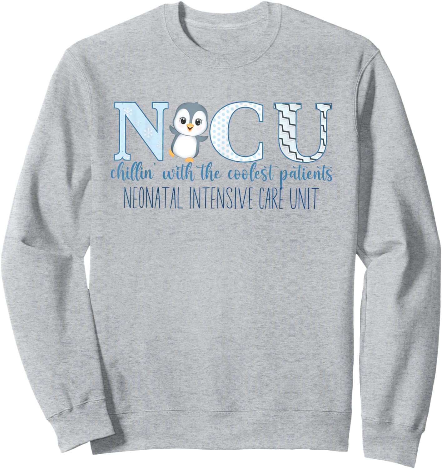 Winter NICU Nurse Cute Penguin Nurse NICU Holiday Christmas Sweatshirt - Sweatshirt | Ash