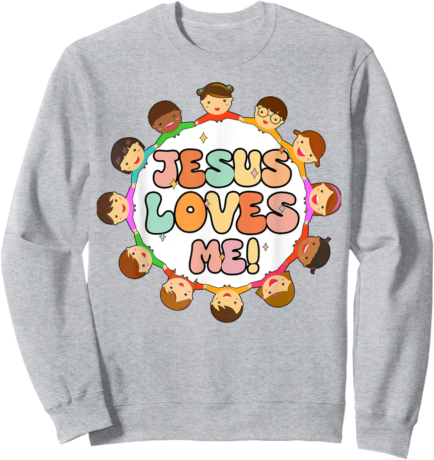 Kid Jesus Loves Me Christian Toddler Girl Women I Heart God Sweatshirt - Sweatshirt | Ash