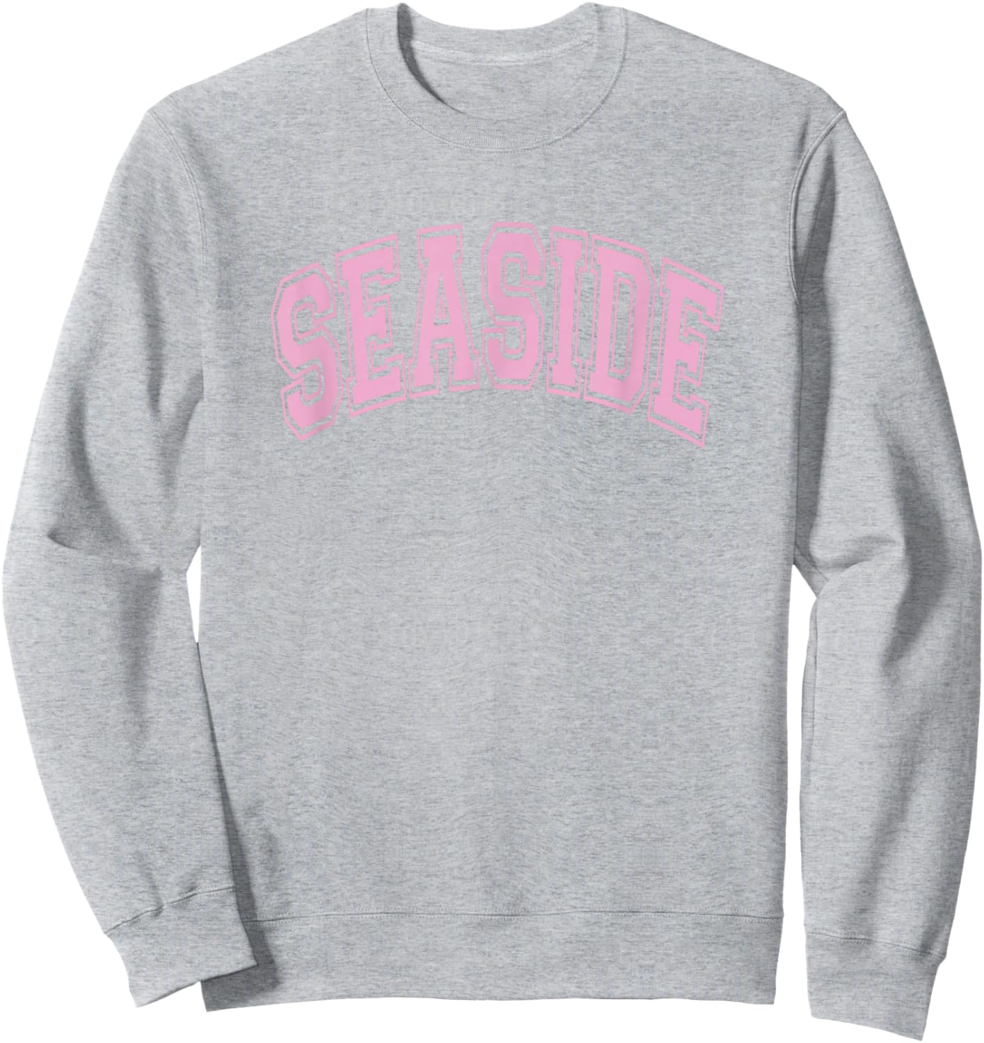 Seaside Arched Style Text White with Pink Print Sweatshirt - Sweatshirt | Ash
