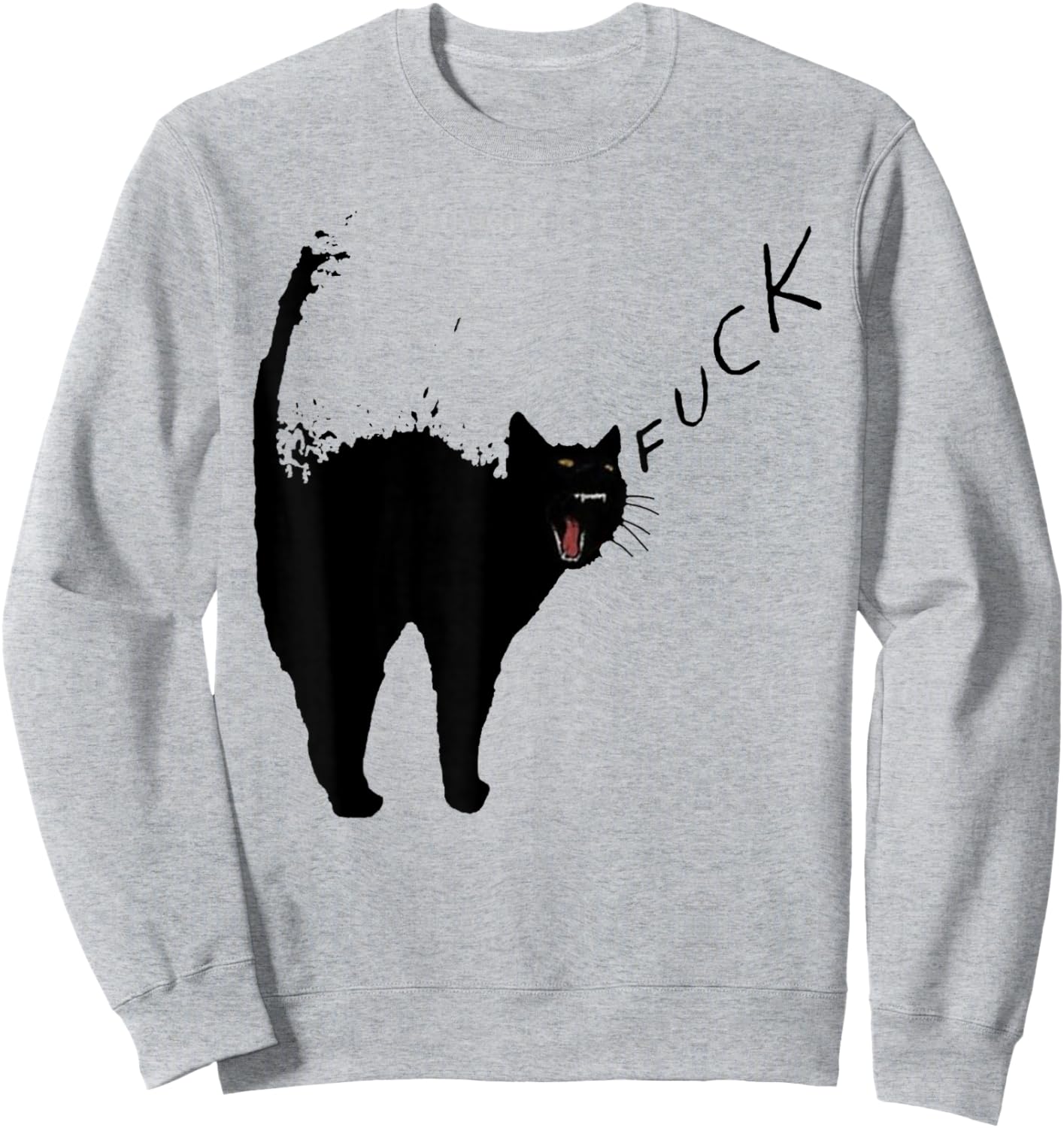 Angry - Black Cat - Fuck Yelling Art Sweatshirt - Sweatshirt | Ash