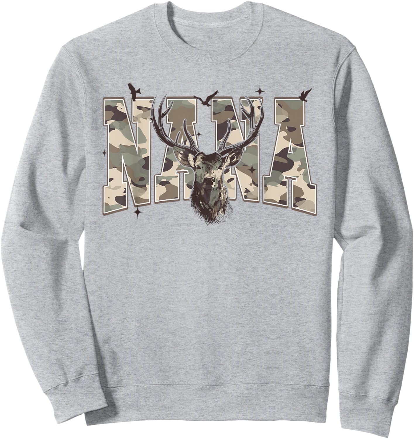 Old School Camo Nana Hunting, Camouflage Deer Mother's Day Sweatshirt - Sweatshirt | Ash