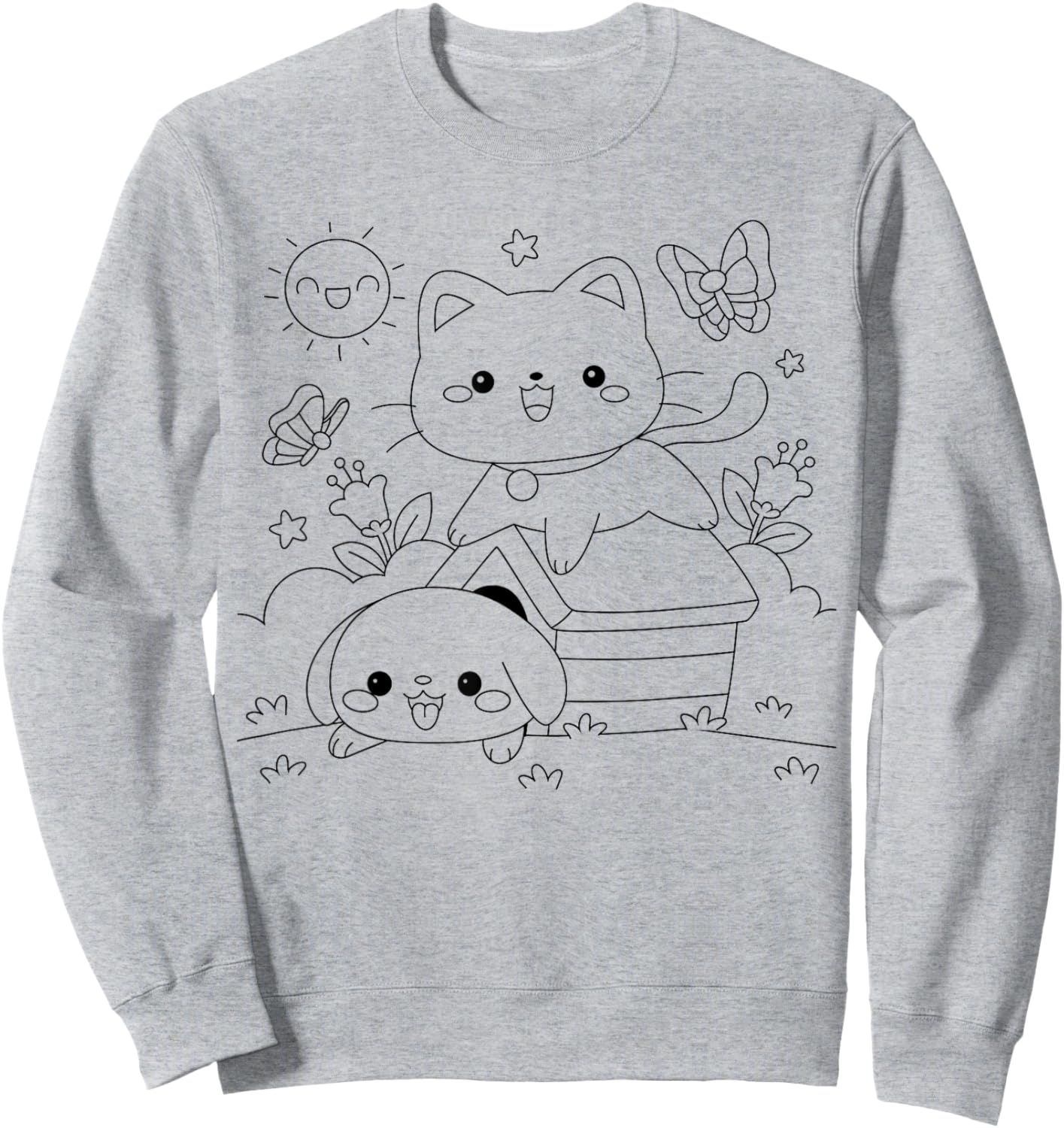 Cat with dog to paint and color Sweatshirt - Sweatshirt | Ash