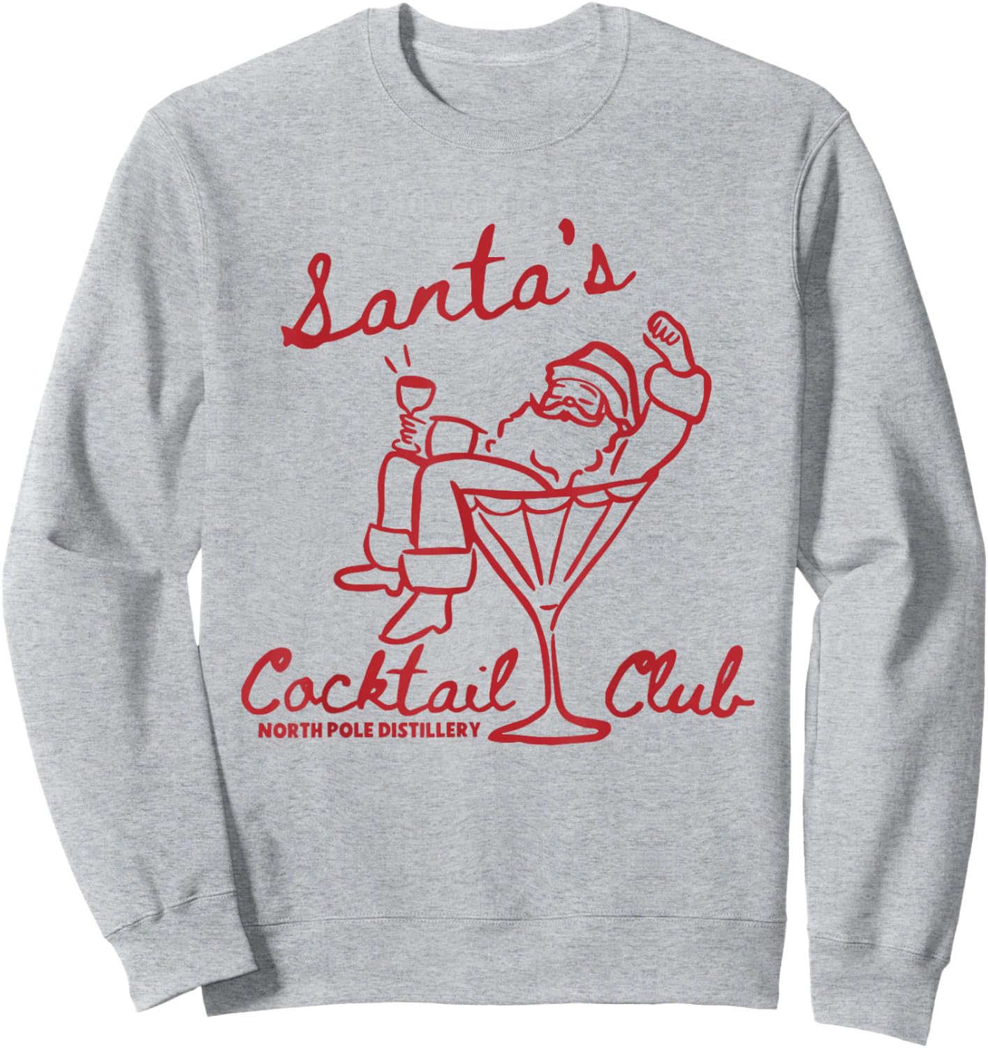 Santa's Cocktail Club North Pole Distillery Sweatshirt - Sweatshirt | Ash