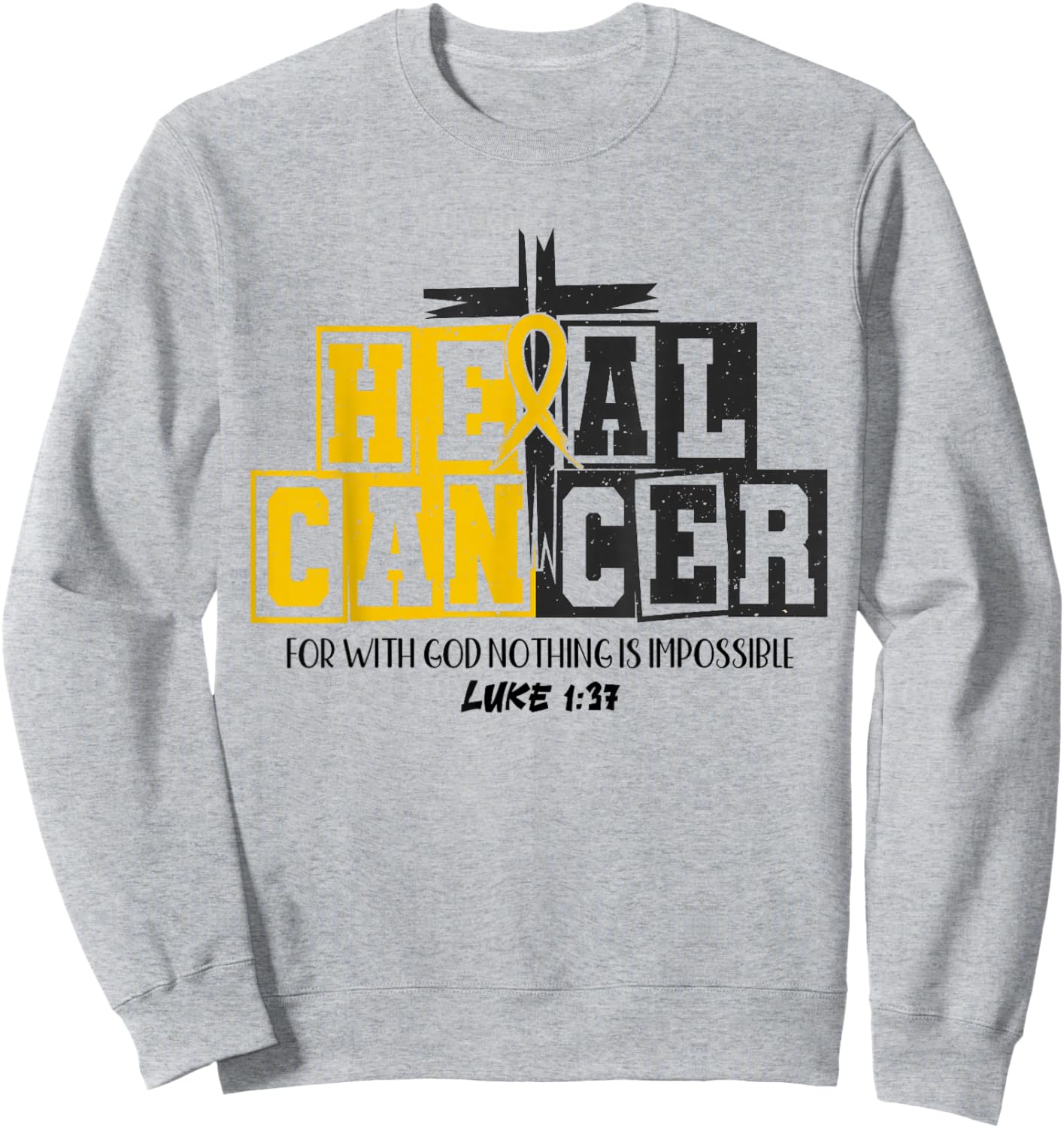 Heal Cancer Childhood Cancer Awareness God Christian Kids Sweatshirt - Sweatshirt | Ash