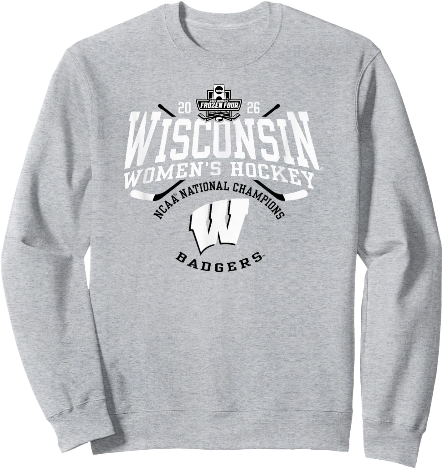 Wisconsin Badgers Women's Hockey National Champs 2026 Red Sweatshirt - Sweatshirt | Ash