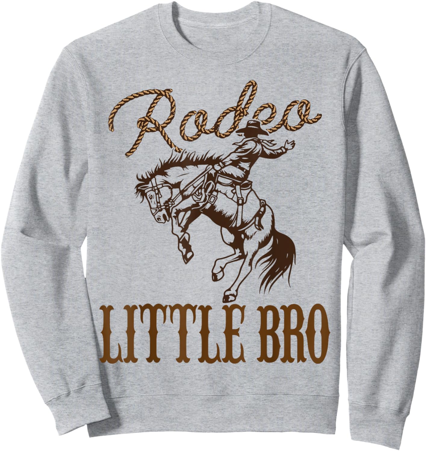 Little Bro Birthday Cowboy Cowgirl Western Rodeo Brother Sweatshirt - Sweatshirt | Ash