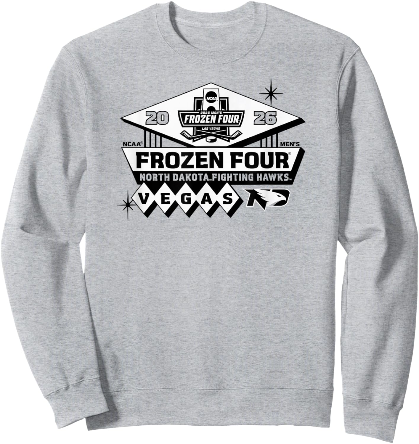 North Dakota Fighting Hawks 2026 Frozen Four Men's Hockey Sweatshirt - Sweatshirt | Ash