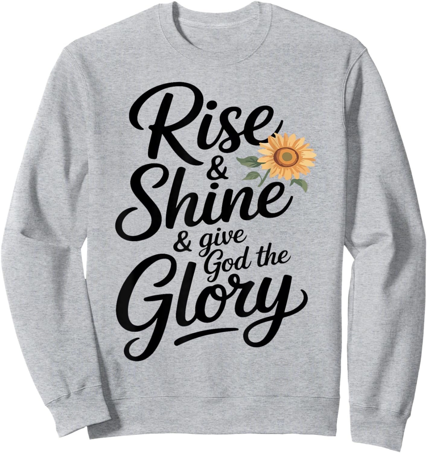 Rise & Shine & Give God The Glory Bow Christian Girl Toddler Sweatshirt - Sweatshirt | Ash