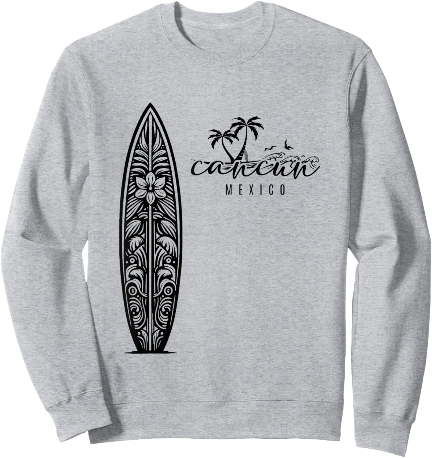 Cancun Mexico Beach Surfing Surfboard Retro Sweatshirt - Sweatshirt | Ash
