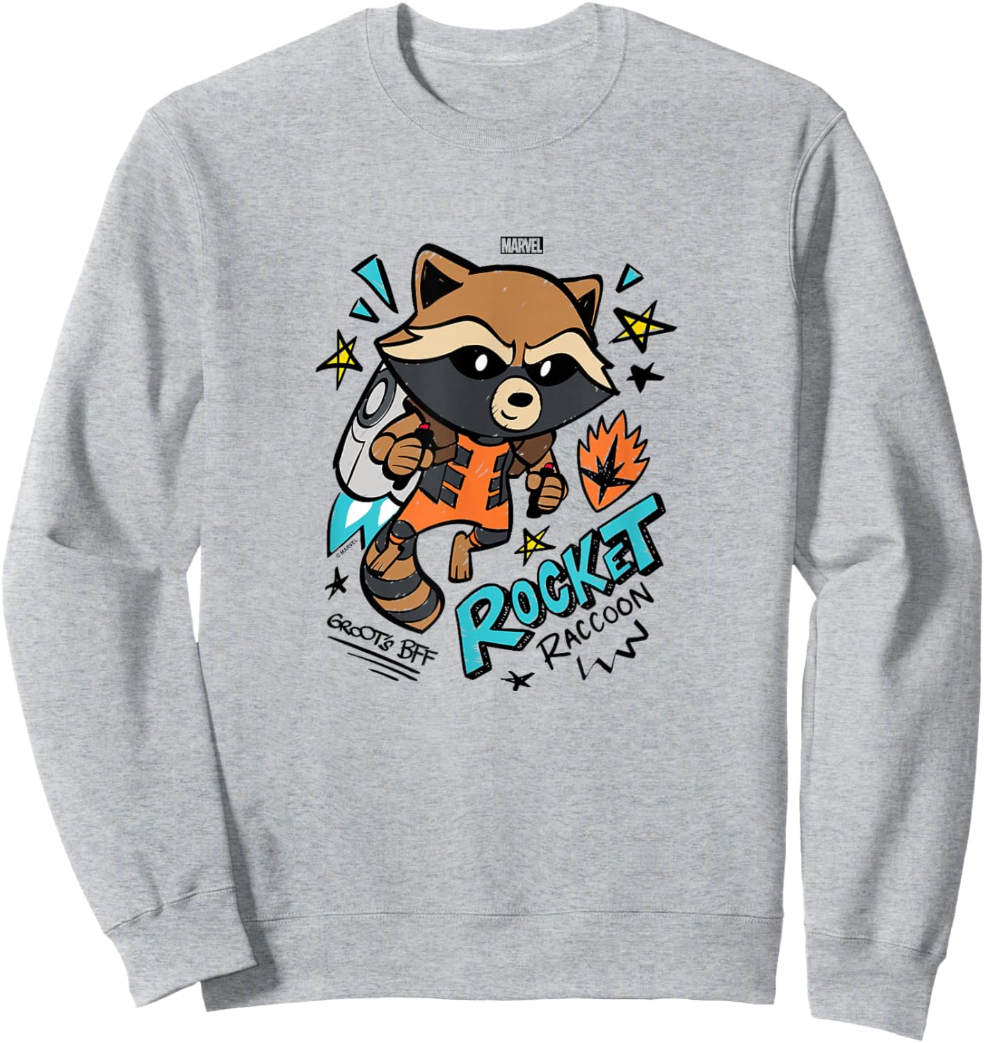 Guardians of The Galaxy - Scribble Rocket Sweatshirt - Sweatshirt | Ash