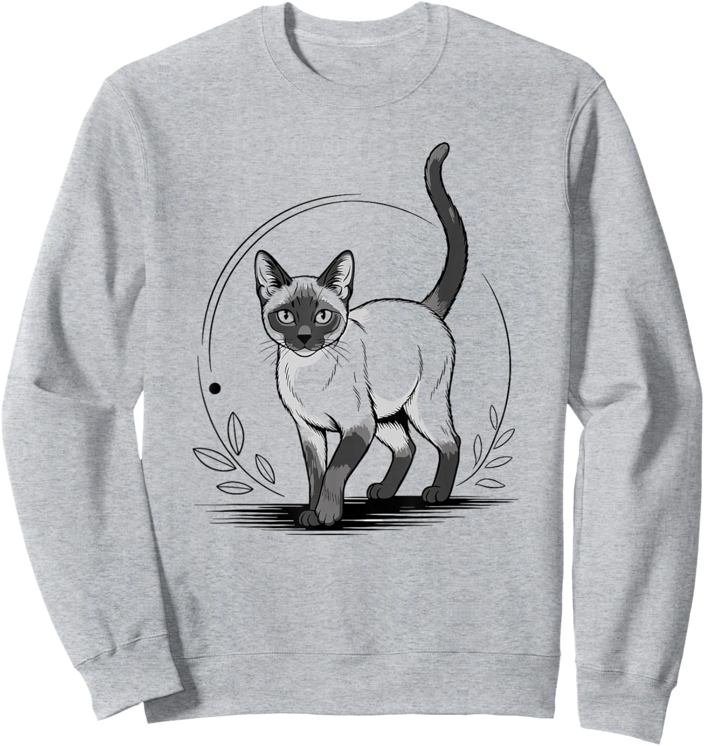 Line Art Siamese Minimalist Meezer Cat Sweatshirt - Sweatshirt | Ash