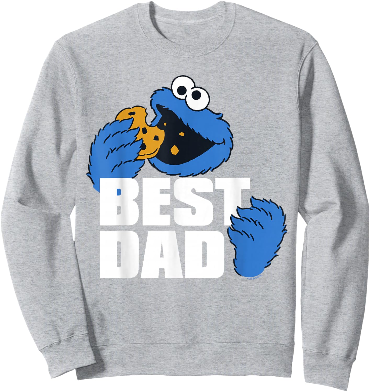 Sesame Street Father's Day Cookie Monster Best Dad Sweatshirt - Sweatshirt | Ash