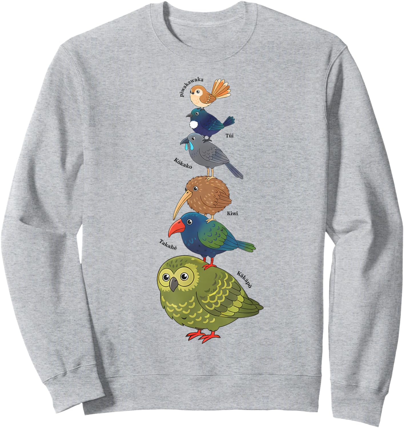 New Zealand Bird Lover Wildlife Bird Watching Kiwi Kakapo Sweatshirt - Sweatshirt | Ash