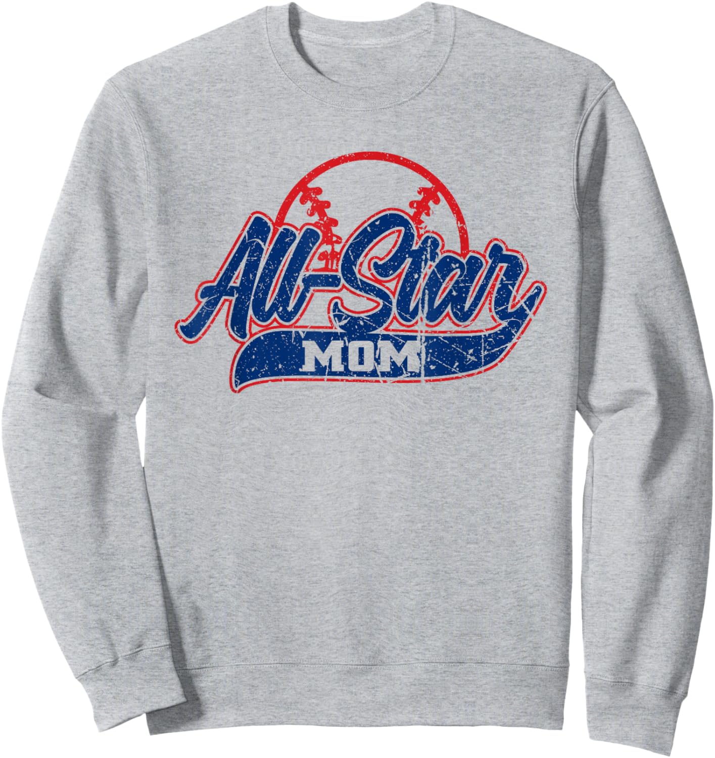 Retro Baseball All-Star Mom Sweatshirt - Sweatshirt | Ash