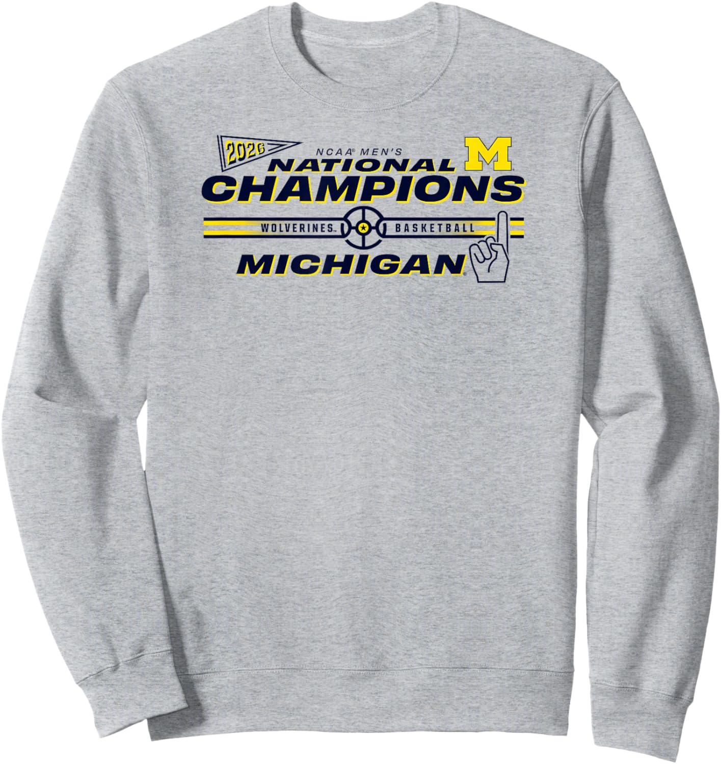 Michigan Wolverines 2026 National Champs Basketball Bracket Sweatshirt - Sweatshirt | Ash