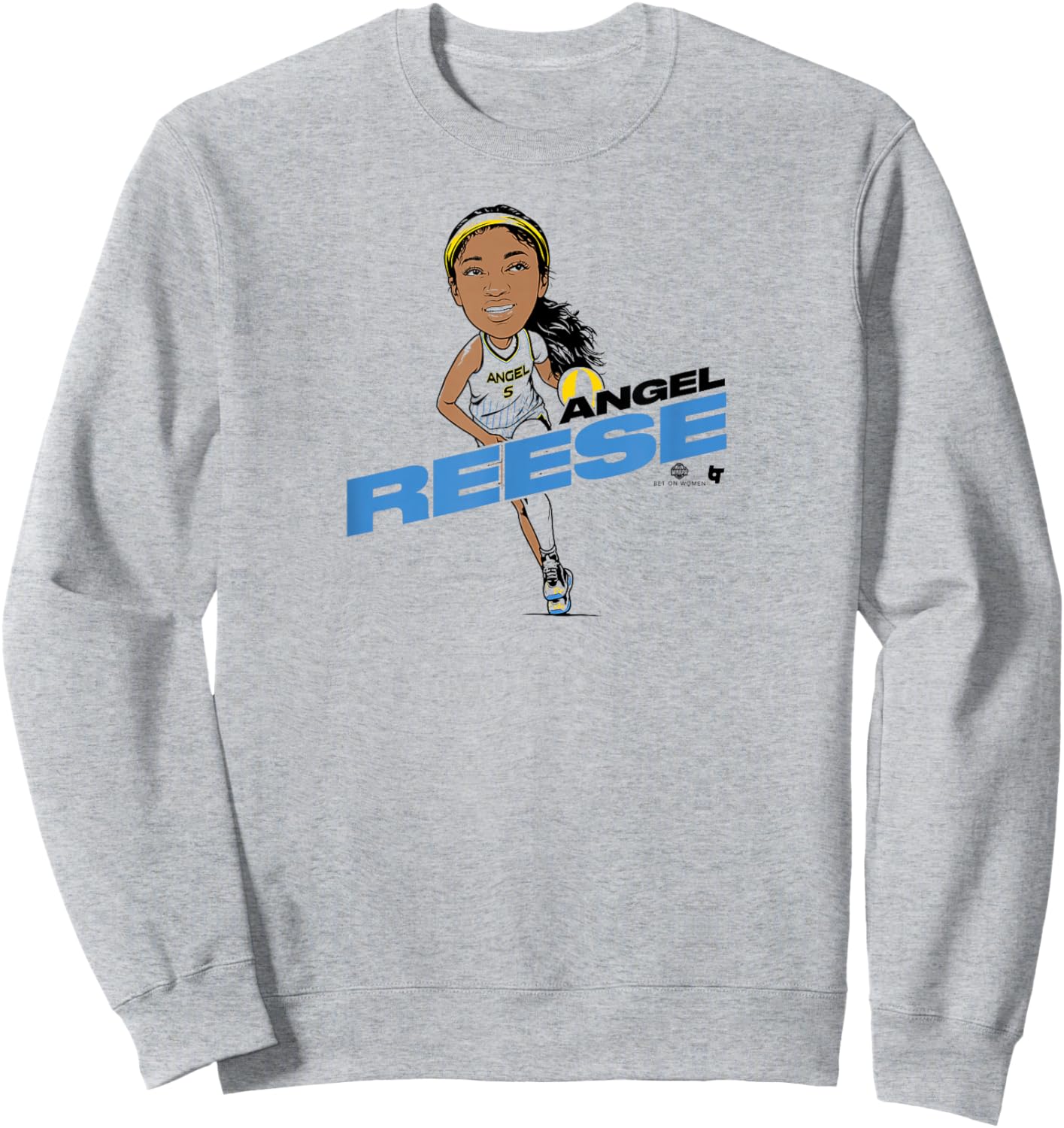 BreakingT Angel Reese Caricature Chicago Basketball Sweatshirt - Sweatshirt | Ash