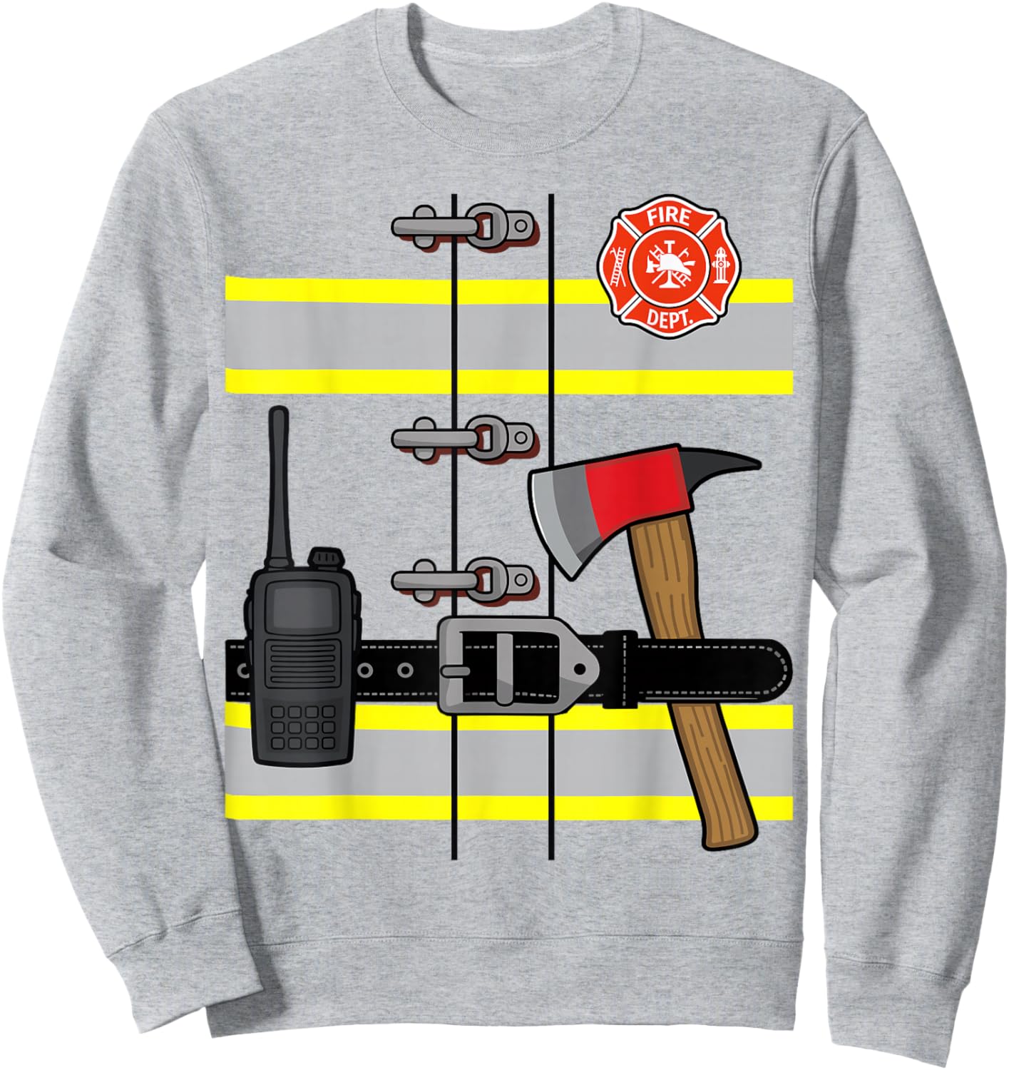 Firefighter Uniform Costume Halloween Fireman Sweatshirt - Sweatshirt | Ash