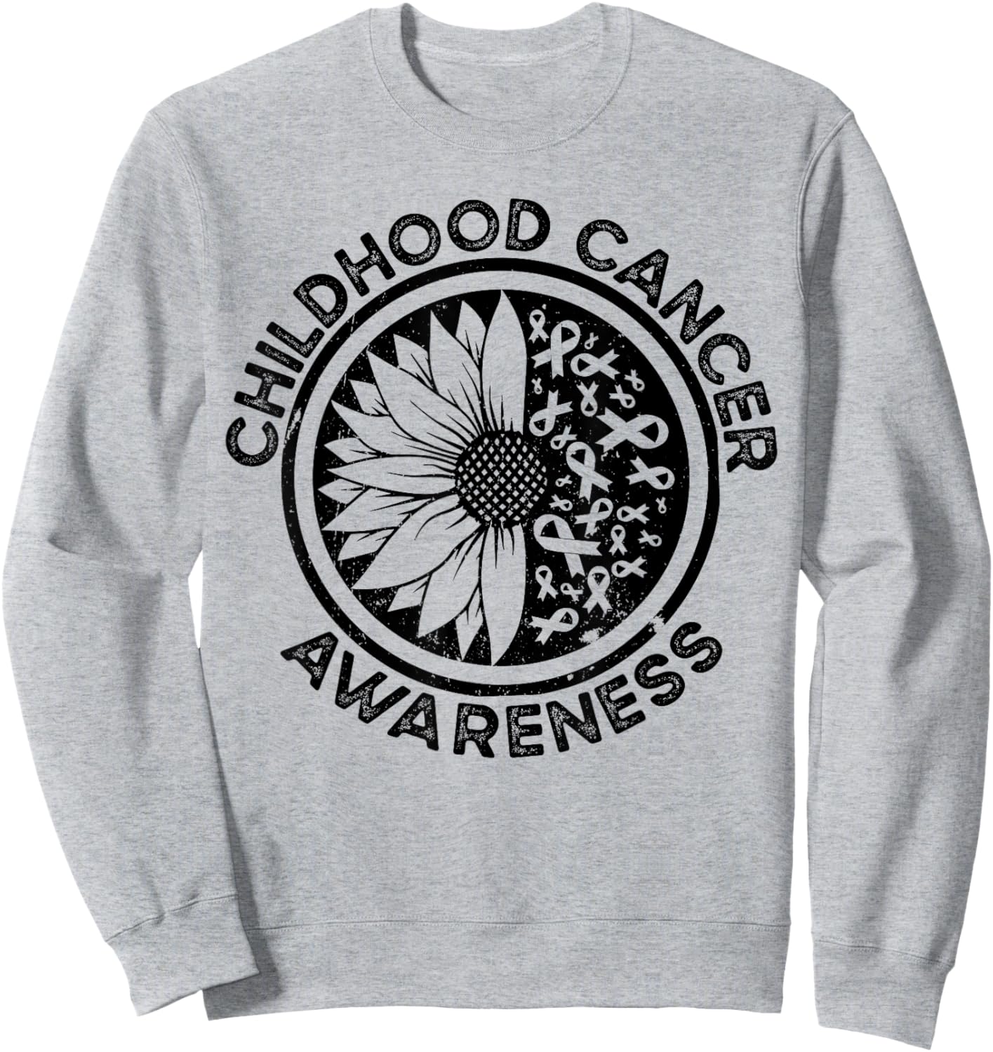 Sunflower Childhood Cancer Awareness Sweatshirt - Sweatshirt | Ash