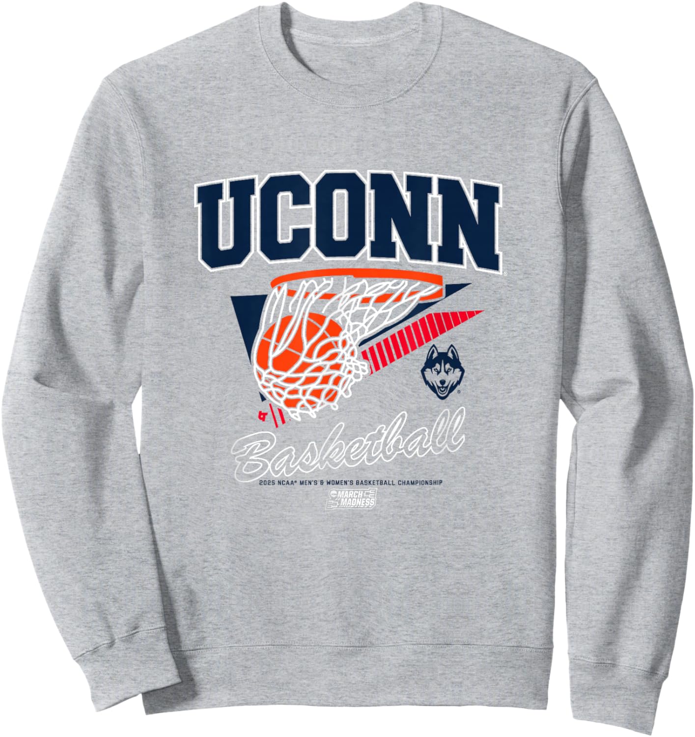 UConn Huskies Basketball 2025 March Madness Basketball NCAA Sweatshirt - Sweatshirt | Ash