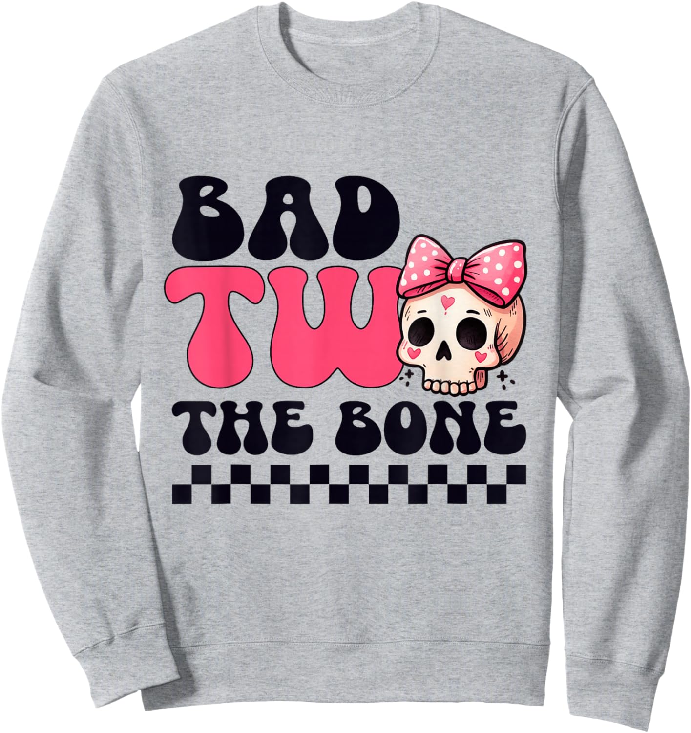 Bad Two The Bone Cute 2nd Toddler Halloween Birthday Girls Sweatshirt - Sweatshirt | Ash