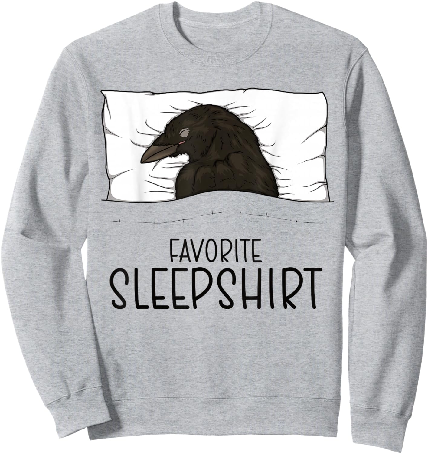 Favorite Sleepshirt Crow, Napping Raven Pajama Sweatshirt - Sweatshirt | Ash