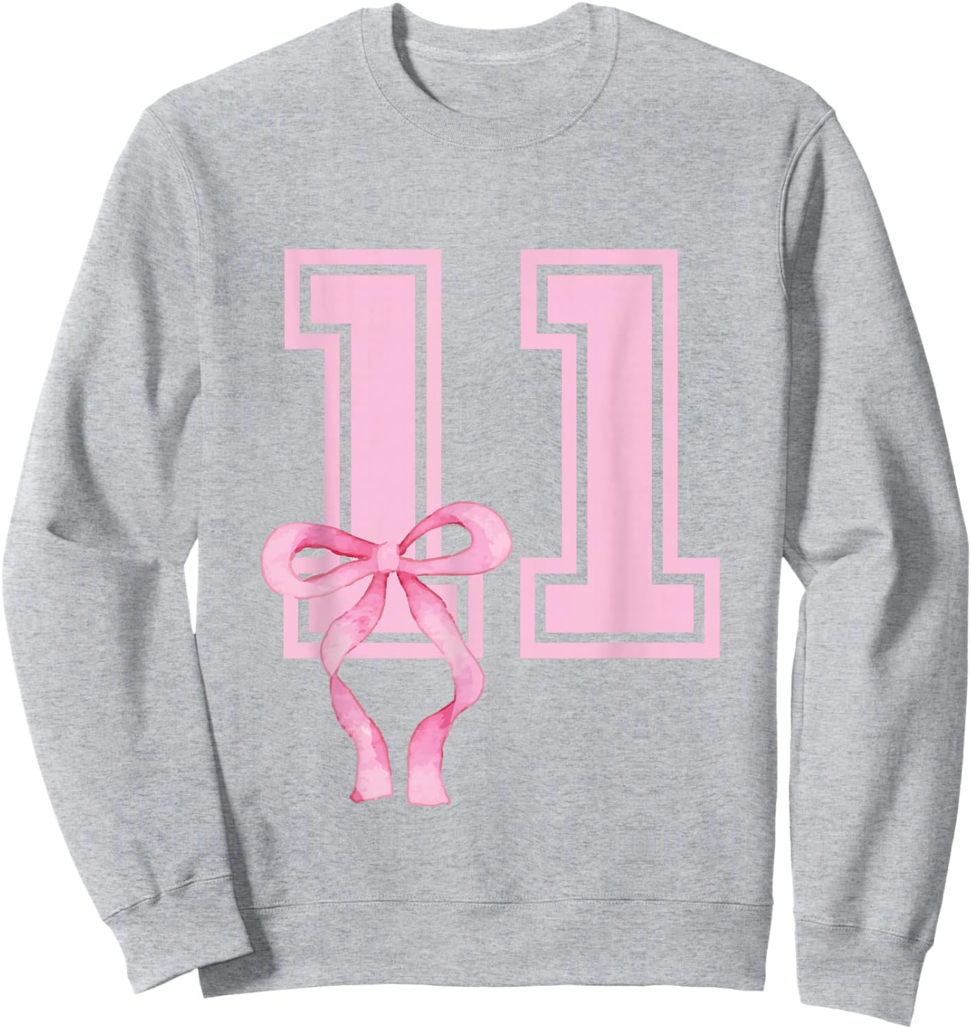 11 Year Old Birthday Girl Coquette Pink Bow Aesthetic Sweatshirt - Sweatshirt | Ash