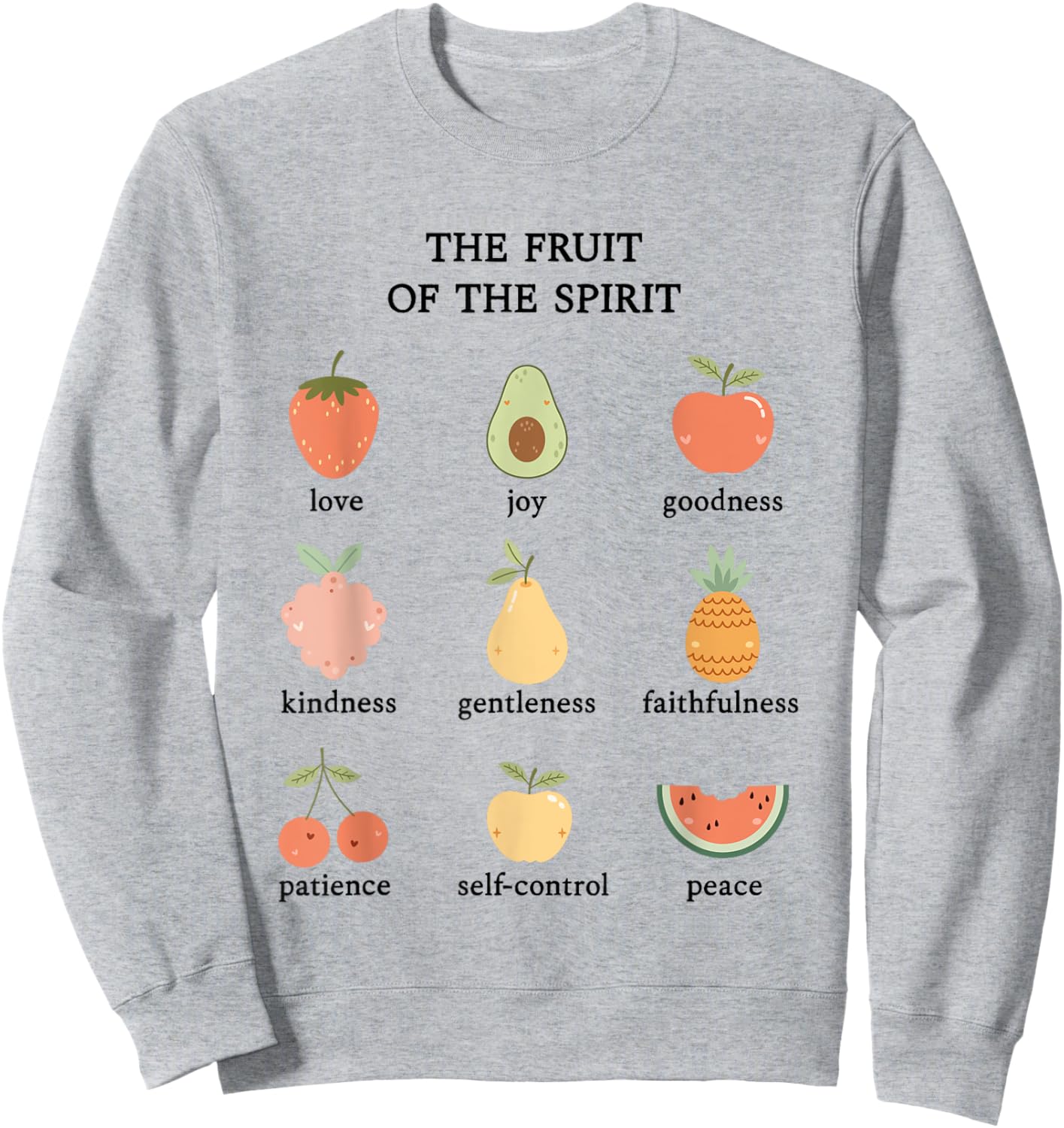 Fruit of the Spirit Cute Christian Girl Aesthetic Sweatshirt - Sweatshirt | Ash
