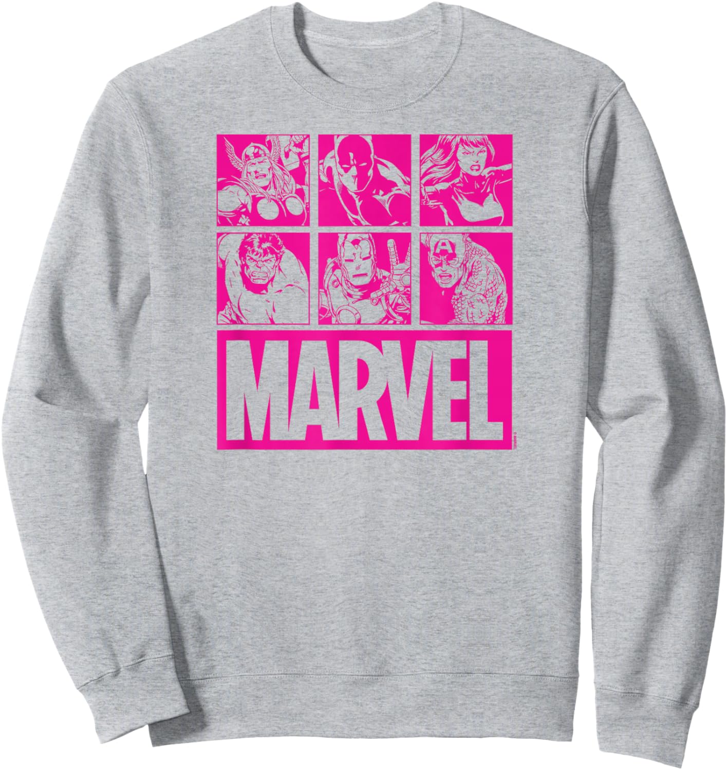 Marvel - Pink Character Grid Valentine's Day Sweatshirt - Sweatshirt | Ash