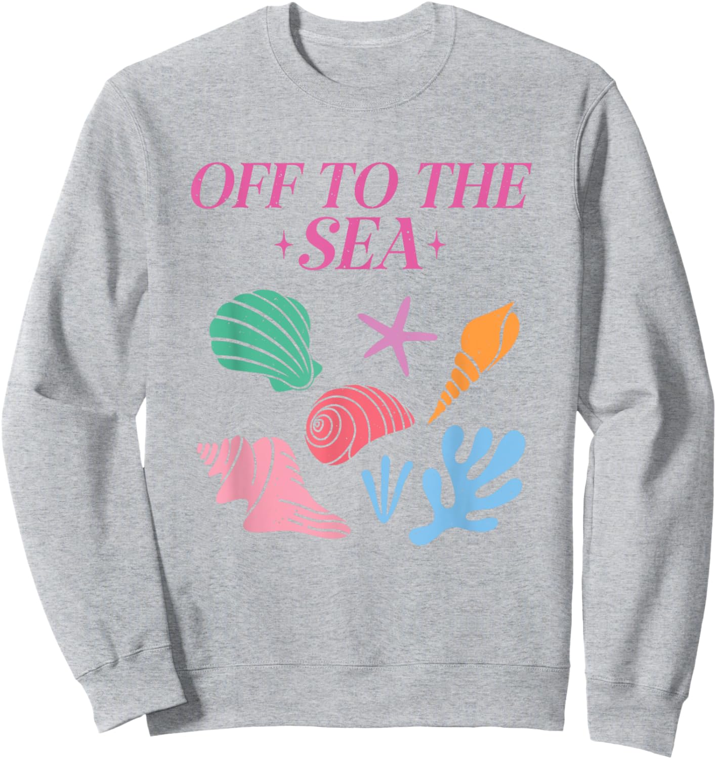 Off To The Sea Summer Cute Beach Colorful Seashells Starfish Women Girls Kids Sweatshirt - Sweatshirt | Ash