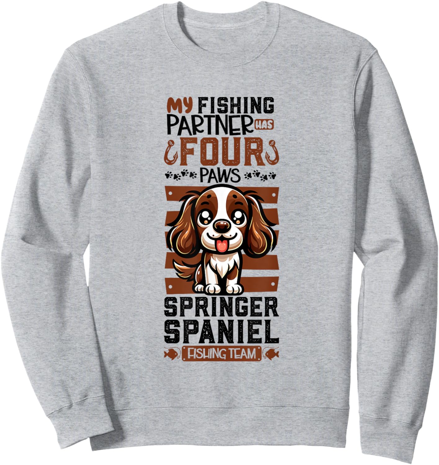 Fishing and English Springer Spaniel Sweatshirt - Sweatshirt | Ash