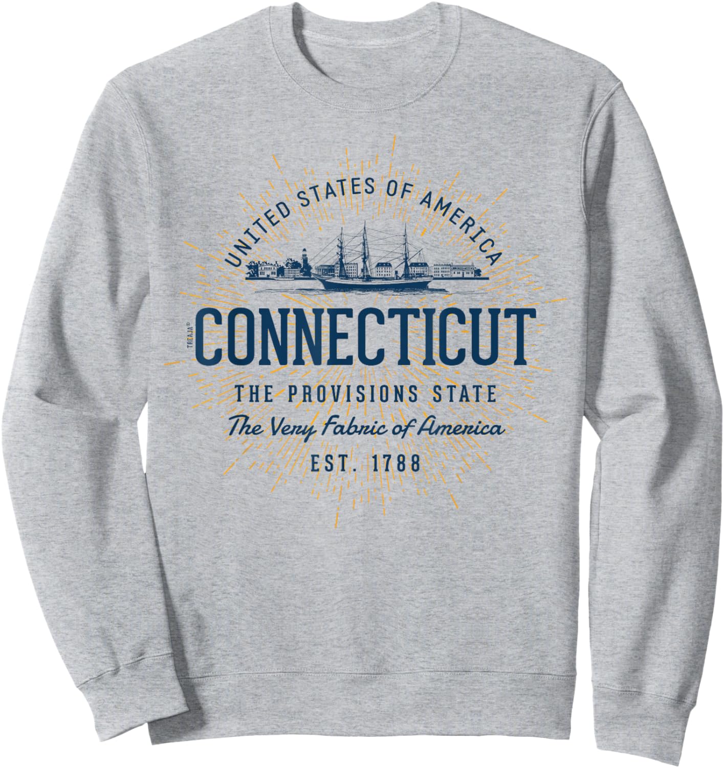 Vintage Styled State of Connecticut Retro Sweatshirt - Sweatshirt | Ash