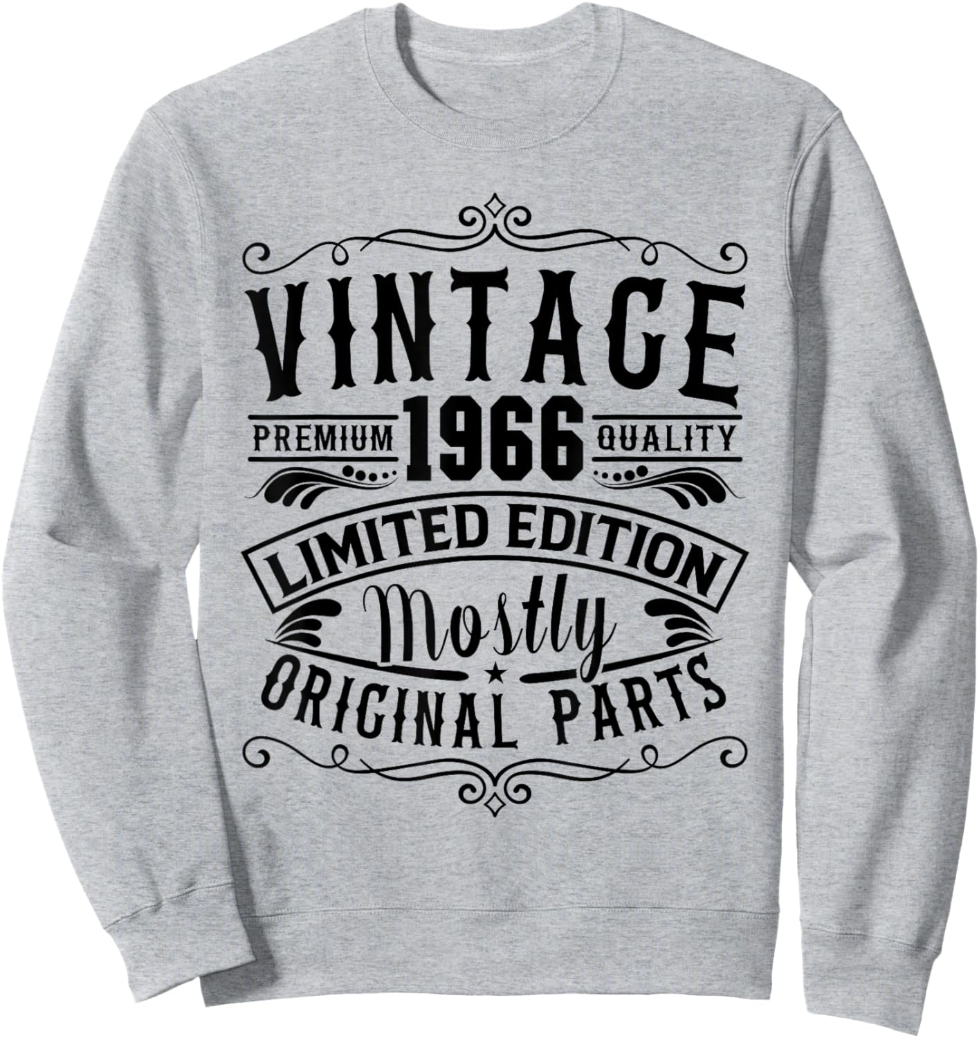 Born in 1966 Birthday, Vintage Mostly Original Parts Funny Sweatshirt - Sweatshirt | Ash